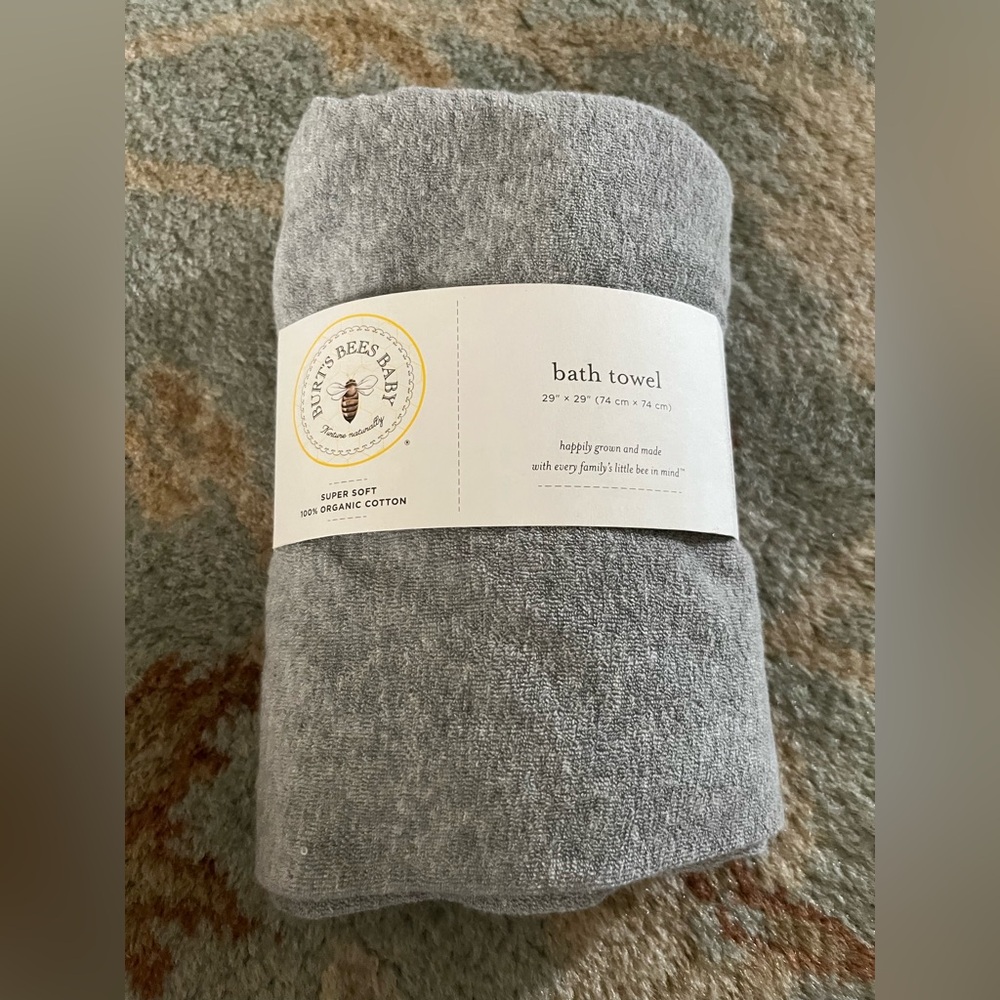 Burt's Bees Baby Organic Cotton Bath Towel in Gray